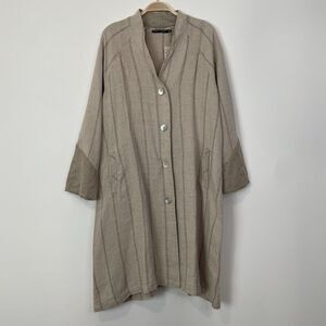 Gudrun Sjoden Striped Linen Cotton Dress Jacket Small Lagenlook Button Down